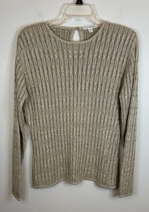 James Perse beige Zopfmuster Pullover Pulli Damen 3 Large Rundhals klassisch - Bild 1 von 9