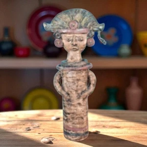 Große Studiokeramik Maya Figur Glas mit Deckel 23" hoch signiert mexikanische Volkskunst - Bild 1 von 17