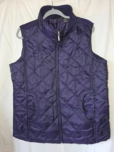 Jane Ashley Puffer Vest Womens Purple Pockets Full Zip Quilted Size 1X - Picture 1 of 8