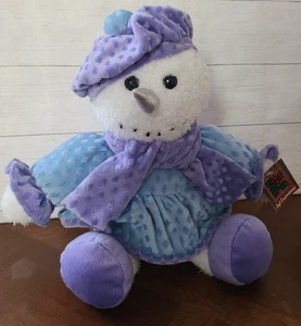 Dan Dee Soft Expressions Plüsch Schneemann Spielzeug blau lila Kleid Schal Mütze 15 Zoll - Bild 1 von 9
