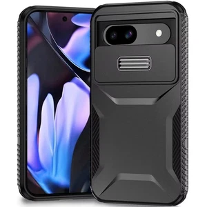 For Google Pixel 9a Case Rugged Side Grip Sliding Lens Cover + Tempered Glass - Picture 1 of 15