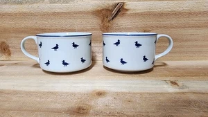 Set of 2 Shafford BLUE DUCKS 2 3/4" Porcelain Soup Mugs/Cups Japan 1983 - Picture 1 of 8