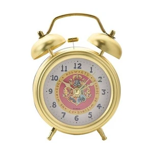 Offical Harry Potter Small Alarm Clock Gold Bell & Hammer Hogwarts Crest Design  - Picture 1 of 6