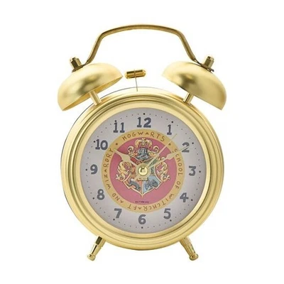 Offical Harry Potter Small Alarm Clock Gold Bell & Hammer Hogwarts Crest Design  - Image 1 of 4