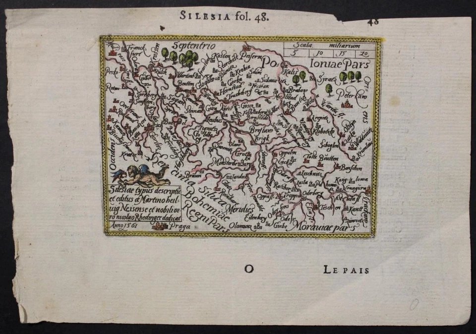 SILESIA POLAND 1583 ORTELIUS UNUSUAL ANTIQUE COPPER ENGRAVED MINIATURE MAP - Image 1 of 1