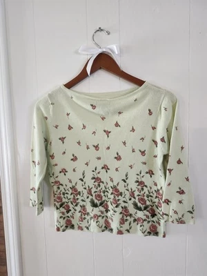 Vintage 90's Y2k Floral Boatneck Sweater Shirt Women's Size M - Image 1 of 3