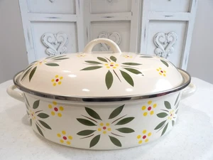NEW!~Temptations by Tara~3 1/2 Quart Enamel Green Old World Covered Roaster - Picture 1 of 4