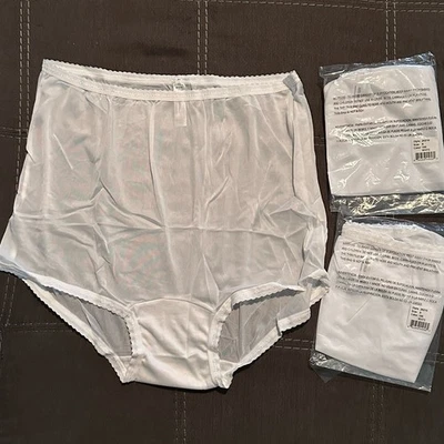 3 PARES Bali 26210 Blanco 2XL/9 100% Nylon Satinado Corte Completo Bragas Cintura Alta Foto 1 de 4