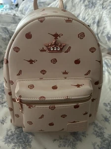 LOUNGEFLY Disney Princess Icons Mini Rucksack NEU! Verstellbare Träger Rosa Gold - Bild 1 von 7