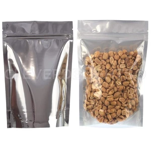 Silver/Clear Stand Up Pouches - 8oz - 100 Pack - 6" x 9" x 3" - Resealable Bag - Picture 1 of 3