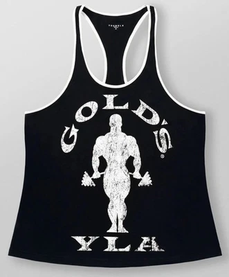 YLA x Gold's Timbre Retro Tanque Músculo Gimnasio Entrenamiento Entrenamiento XL Algodón Negro/Blanco *NUEVO EN CAJA* Foto 1 de 4