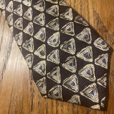 复古全新带标签 NOS Louis Feraud 真丝抽象提花领带美国制造 — 第 1/4 张图片