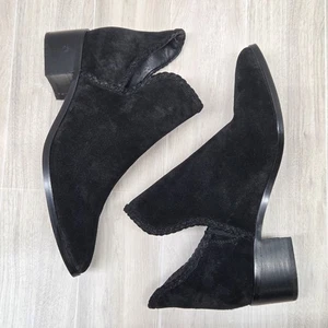 Botines al tobillo Lucky Brand de gamuza negra Terisha punta puntiaguda tacón bajo 9 - Imagen 1 de 7