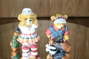 JUEGO PINTADO A MANO (2) Oso GOLFING figura para él y ella alrededor de 1990 usado en excelente estado - Imagen 1 de 9