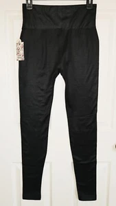 NWT Pink Republic Comfort Waist Stretch Shiny Black Fleece Legging L Or XS/Women - Picture 1 of 8