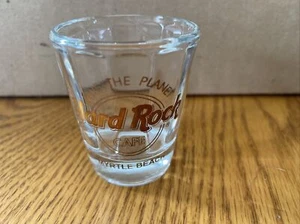 HARD ROCK CAFE Save The Planet, Myrtle Beach Shot Glass, Beveled Gold Lettering - Picture 1 of 4