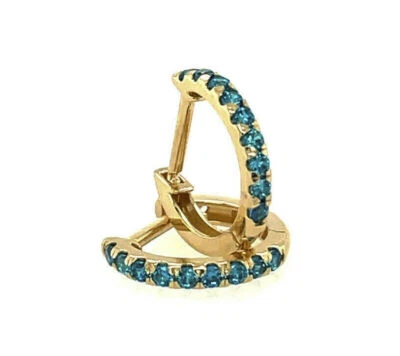 Pendientes Huggie de piedras de nacimiento de circonita cúbica de oro amarillo de 14k Foto 1 de 4