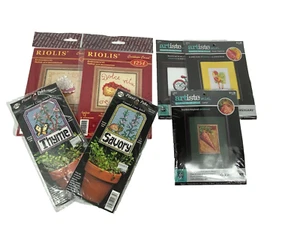 Mini lote de kits artesanales de bordado de punto de cruz pastel de comida bicicleta hierba zanahoria tomillo - Imagen 1 de 10