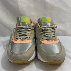 Nike WMNS Air Max 1 454746-006 Running Metallic Silver Sunset Glow 8.5 Ship Free - Picture 1 of 11