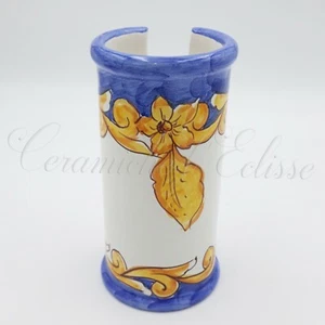 Dispenser Porta Bicchieri di Plastica in Ceramica Vietri Artiginale Barocco blu - Foto 1 di 2