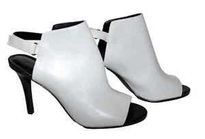 H by Halston Hiedra Gris Cuero Puntera Abierta Botín Tacones Talla 8.5 M Nuevo Sin Caja - Imagen 1 de 9