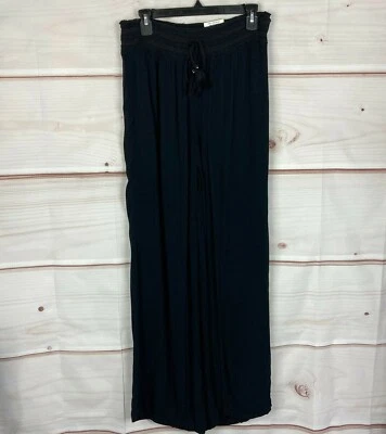 Style&Co. Pantalones para mujer M negros texturizados tiro medio pierna ancha cintura cómoda lisos Foto 1 de 4