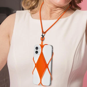 Avizar Cordon silicone pour Smartphone universel Tour du Cou Orange - Photo 1/5