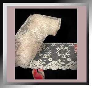 Vintage Picot pizzo bordo da sposa crema rete floreale capesante 79 in x 3,75 in NOS #P - Foto 1 di 3