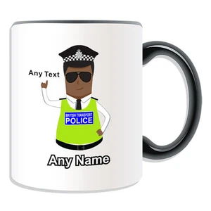 Personalisiertes Geschenk britischer Transport Polizei Becher Geldbox Tasse schwarze Herrenuniform - Bild 1 von 21