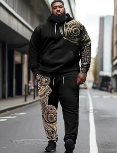 Mens 4XL BIG Tracksuit 2 Piece Casual Pants Hoodie Sweatsuit Sweatshirt Set - Picture 1 of 5