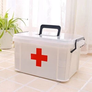 Double Layers Medicine Storage Box Plastic Emergency Box Durable Pills - Picture 1 of 12