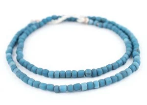 Dark Denim Java Glass Beads 6mm Indonesia Blue Cylinder 24 Inch Strand - Picture 1 of 3