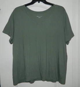 T-shirt donna Ava & Viv verde oliva scollo a V taglia 1X - Foto 1 di 4