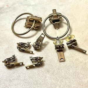 Messing Reißverschluss Ohrringe Vintage Creolen & Ohrstecker - durchbohrt & Clip On, 4 Paar - Bild 1 von 14
