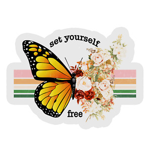Set yourself free Butterfly Cute Boho Vinyl Sticker Decal