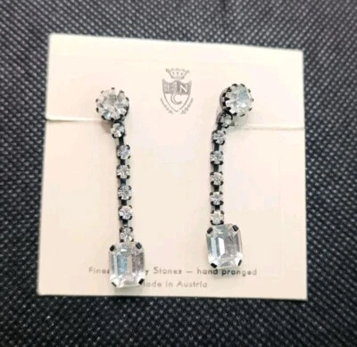 BNC австрийский кристалл подвеской капли серьги винтажные серьги оригинальной карты - Изображение 1 из 4