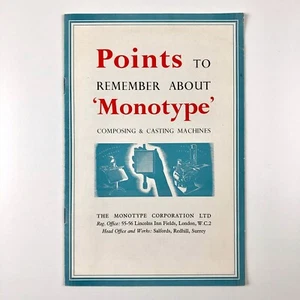 Points to remember about ‘Monotype’ composing & casting machines booklet - Picture 1 of 8