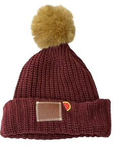 Love Your Melon Burgundy Removable Pom Pom Beanie Cap Cotton One Size - Picture 1 of 6