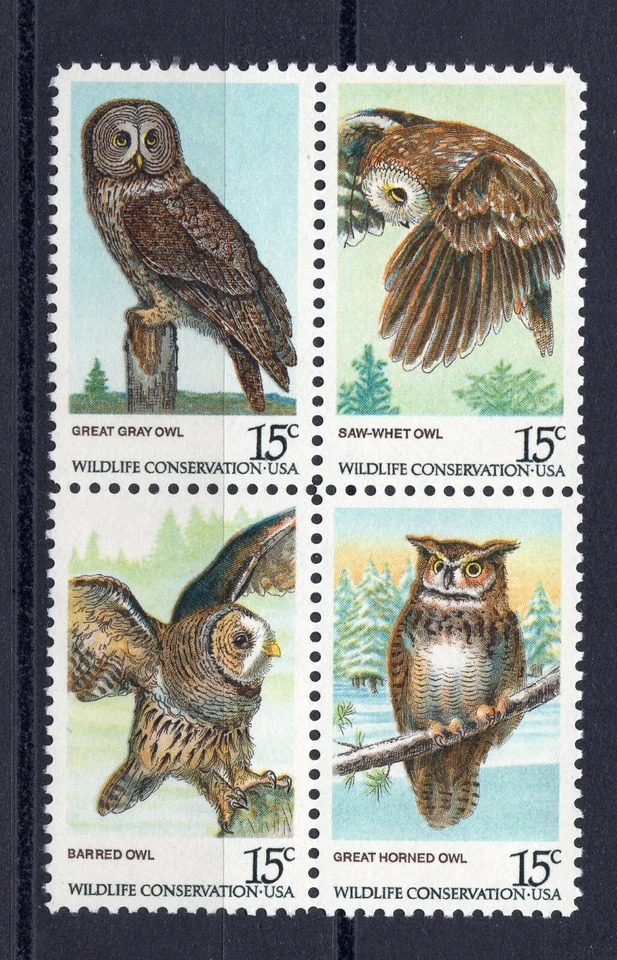 1760 - 1763 * OWLS ** US POSTAGE STAMPS  BLOCK MNH - Image 1 of 1