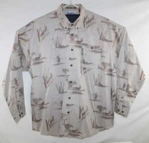 Columbia Mens XXL River Lodge Tan Deer Woods Print Button Down Long Sleeve Shirt - Picture 1 of 10
