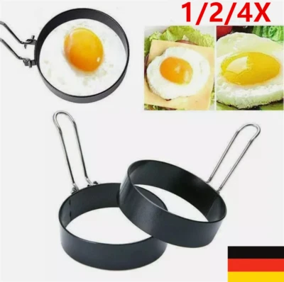 Edelstahl Ei Ring 1-4X Spiegeleiform für Bratpfanne Ei Ringe Pfannkuchenform Run - Bild 1 von 4