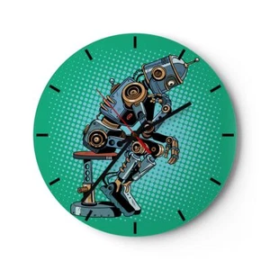 Reloj de Pared 30x30cm Reloj de Vidrio Robot ejemplo dibujo animado cómico - Imagen 1 de 10