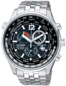 Citizen Eco-Drive Sapphire Chronograph World Time Men's Watch AT0365-56E - Picture 1 of 2