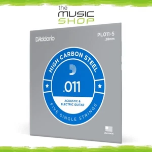 5 Pack, D'Addario Single Plain Steel .011 Gauge Guitar Strings - PL011-5 - Foto 1 di 4