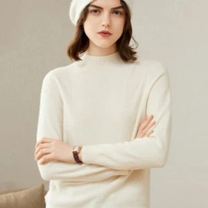 Ralph Lauren Purple Label Cashmere Sweater Made in Italy Cream Mock neck - Picture 1 of 11