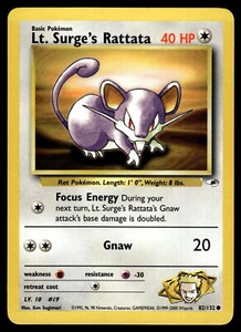 Lt. Surge's Rattata LP 82/132 Gym Heroes Unlimited Pokemon Card - Picture 1 of 2