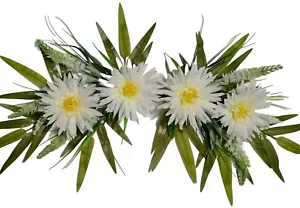 28" Gerbera Blanca Mamás y Hojas de Bambú Swag Seda Flor Pared Puerta Boda Decoración - Imagen 1 de 3