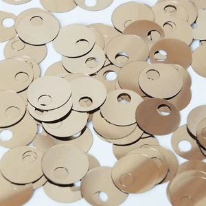 Paillettes rotonde foro grande 20 mm oro pallido metallizzato sfuse couture - Foto 1 di 2