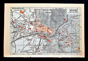 1939c ALTE TOPOGRAPHISCHE KARTE STADT MERAN.MASSSTAB 1:16.500..HACHETTE..AETNA - Bild 1 von 1