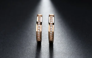 1.5ct Simulated Diamond Trendy Design for Women Hoop Earrings Rose Gold Plated - Picture 1 of 3
